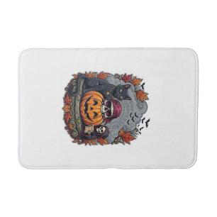 Tapis De Bain Citrouille d'Halloween Chat Crâne Faucheuse Automn