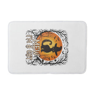 Tapis De Bain Citrouille d'Halloween ensorcelée silhouette de fa