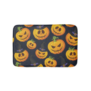 Tapis De Bain Citrouille d'Halloween : Motif de sorcière Vintage