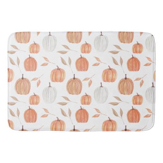 Tapis De Bain Citrouille et Feuille d'automne (Devant)