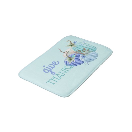 Tapis De Bain Citrouille turquoise bleu turquoise automne automn (Angle)