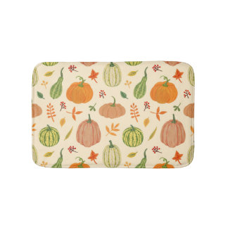 Tapis De Bain Citrouille vert et orange, motif sans soudure.