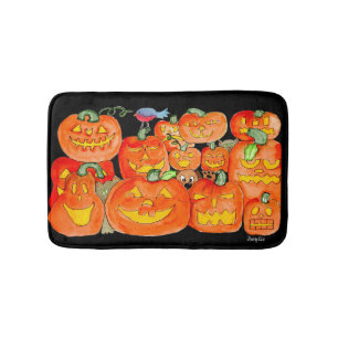 Tapis De Bain Citrouilles d'Halloween avec des Animaux