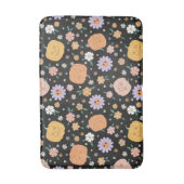 Tapis De Bain Citrouilles d'Halloween rétro et Motif de fleurs (Devant (Vertical))