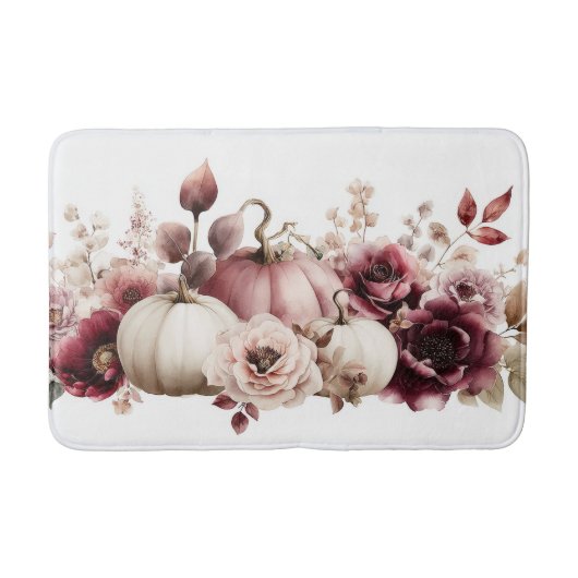 Tapis De Bain Citrouilles et fleurs d'automne (Devant)