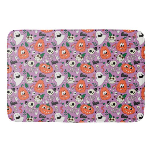Tapis De Bain Citrouilles et squelettes Ghost mignons (Devant)