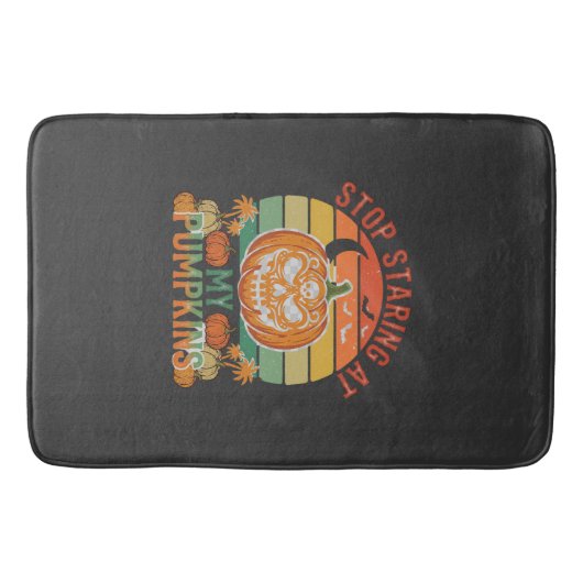 Tapis De Bain Citrouilles Regard Fixe Halloween Crâne Rétro Couc (Devant)