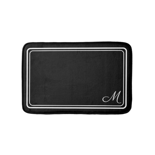 Tapis De Bain Classique Monogrammé Tendance Noir & Blanc (Devant)
