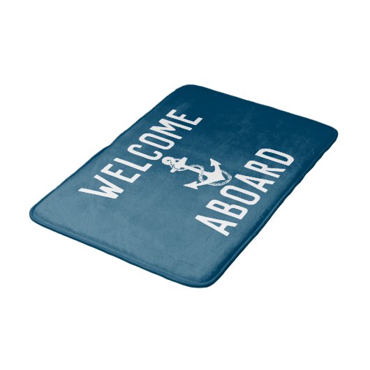 Tapis De Bain classique WELCOME ABOUR typographie | (Angle)