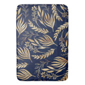 Tapis De Bain Classy Gold Foliage Botanique Bleu Design (devant Vertical)