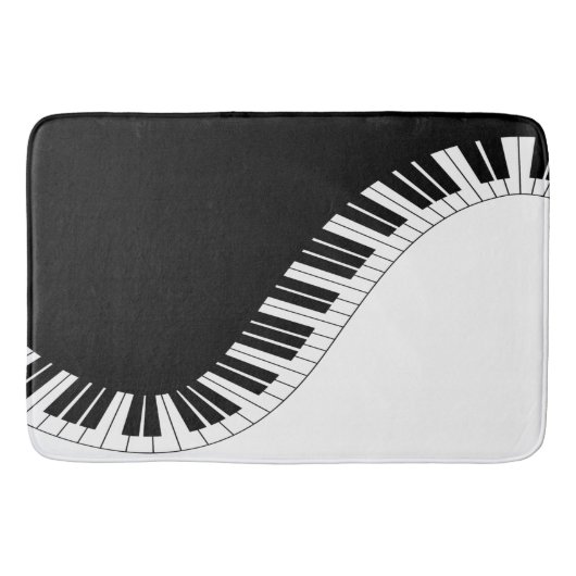 Tapis De Bain Clavier de piano design de musique noir et blanc (Devant)