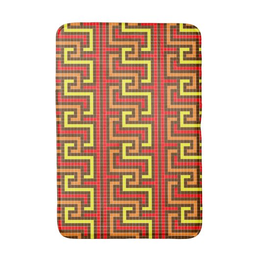 Tapis De Bain Clé grecque d'automne Rouge Jaune Orange (Devant (Vertical))