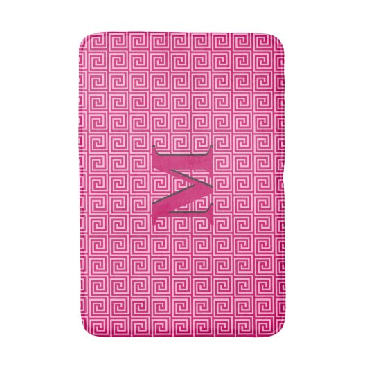 Tapis De Bain Clé grecque, fuchsia et rose pâle (Devant (Vertical))