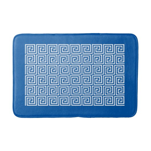 Tapis De Bain Clé grecque Motif, bleu et blanc de Cerulean (Devant)