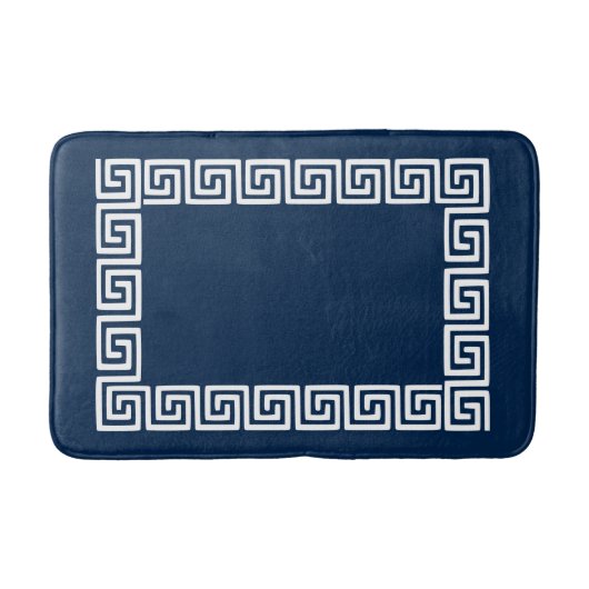 Tapis De Bain Clé grecque prépa – Navy & Blanc (Devant)