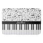 Tapis De Bain Clés de piano et notes de musique de style noir et (Devant)