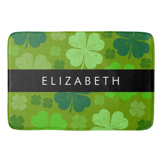 Tapis De Bain Cloches Vertes, Cloches Lucky, Votre Nom (Devant)