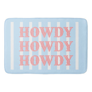 Tapis De Bain Coastal Cowgirl Blue Stripes Howdy
