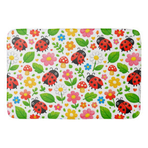 Tapis De Bain Coccinelles et fleurs mignonnes pour la décoration