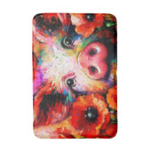 Tapis De Bain Cochon impressionniste dans les fleurs de coquelic (Devant (Vertical))