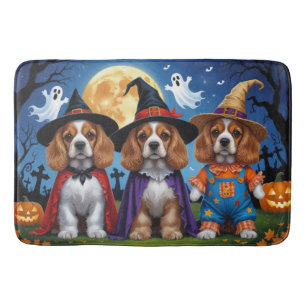 Tapis De Bain Cocker Chiens espagnols Citrouille Halloween Funny
