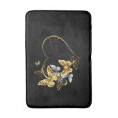 Tapis De Bain Coeur aux papillons d'or (Devant (Vertical))
