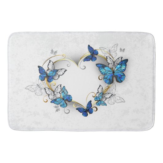 Tapis De Bain Coeur bijoux avec papillons Morpho (Devant)