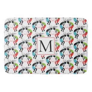 Tapis De Bain Coeur coloré Kokopelli motif et monogramme