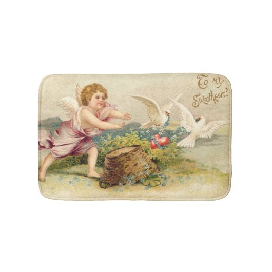 Tapis De Bain Coeur de colombe de l'ange Cherub (Devant)