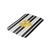 Tapis De Bain Coeur d'or, rayures noires et blanches (Angle)