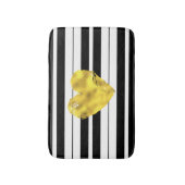 Tapis De Bain Coeur d'or, rayures noires et blanches (Devant (Vertical))