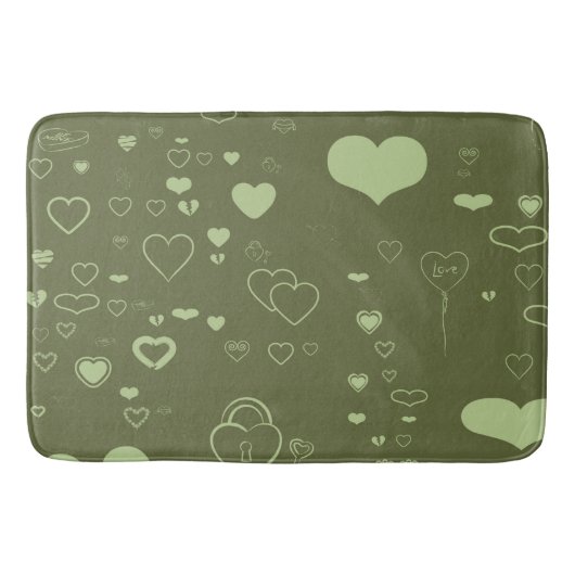 Tapis De Bain Coeur mignon Moderne Moss Motif vert (Devant)