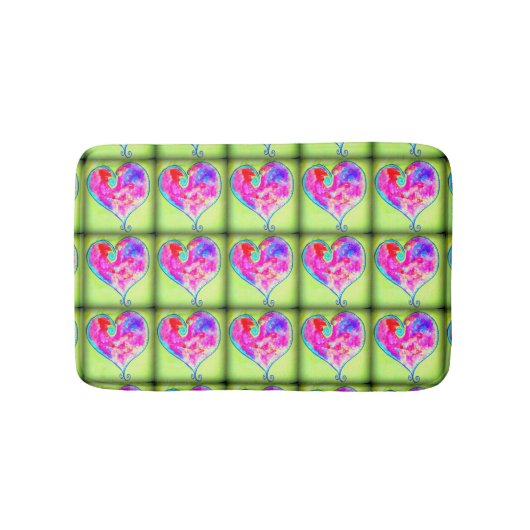 Tapis De Bain coeur rose motif vert (Devant)