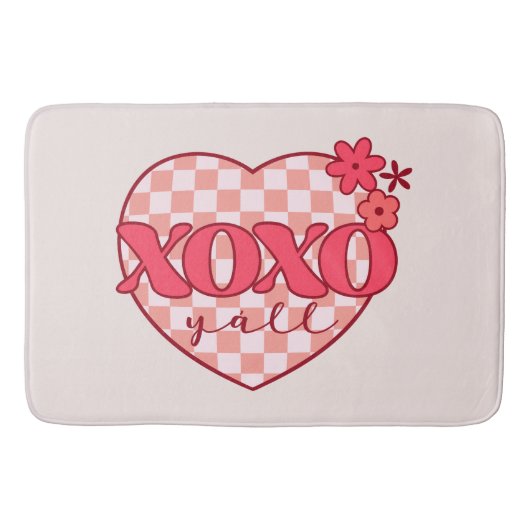 Tapis De Bain Coeur rose Xoxo Hugs et baisers (Devant)