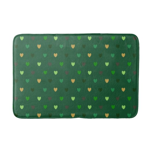 Tapis De Bain Cœurs à pois sur vert forêt (Devant)