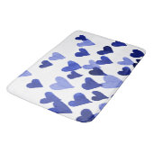 Tapis De Bain Coeurs aquarelle éclatés en bleu (Angle)