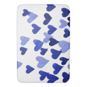 Tapis De Bain Coeurs aquarelle éclatés en bleu (devant Vertical)