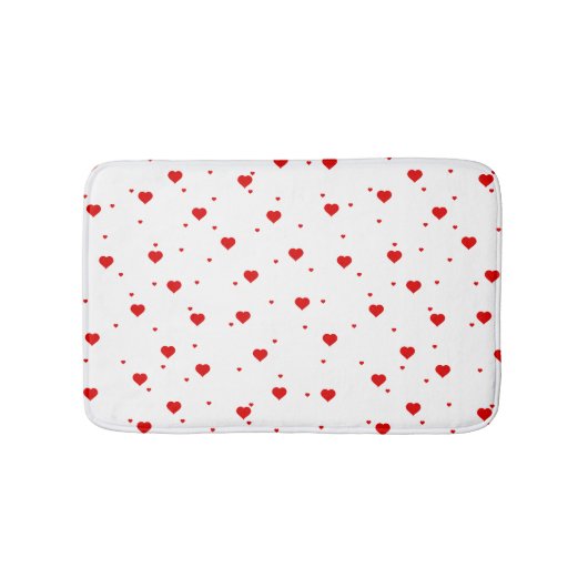 Tapis De Bain Coeurs Blanc Et Rouge Motif moderne (Devant)