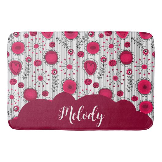 Tapis De Bain Coeurs blancs blancs blancs blancs Whimsical fleur (Devant)