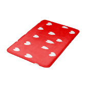 Tapis De Bain Coeurs blancs sur rouge (Angle)
