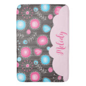 Tapis De Bain Coeurs bleu rose blanc et nom floral des fleurs (devant Vertical)