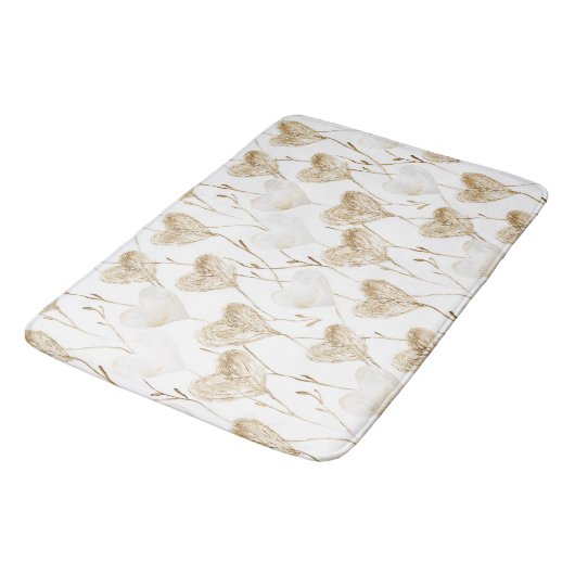 Tapis De Bain Coeurs Boho de crème Brown (Angle)