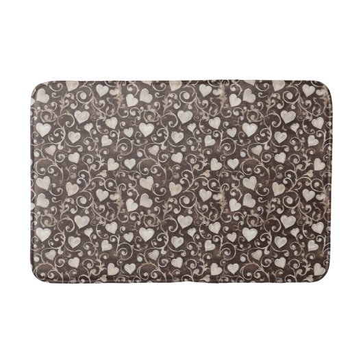 Tapis De Bain Cœurs Crème Marron (Devant)