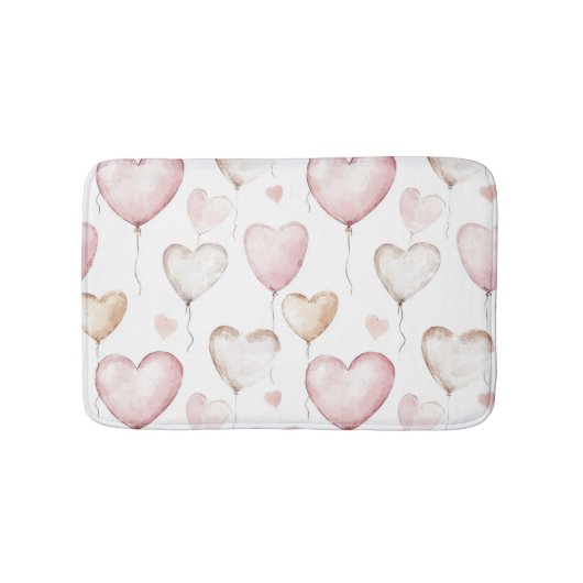Tapis De Bain Cœurs Crème Rose (Devant)