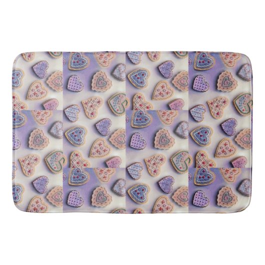 Tapis De Bain Coeurs d'aquarelle Whimsical mignon et coloré (Devant)