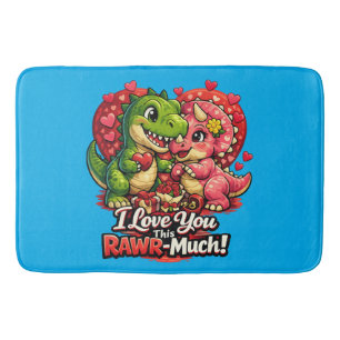 Tapis De Bain Cœurs de dinosaures Rouar beaucoup Saint-Valentin,