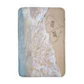 Tapis De Bain Coeurs de plage d'océan avec des noms (Devant (Vertical))