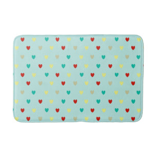Tapis De Bain Coeurs de polka minuscules sur le vert de la mer