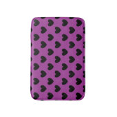 Tapis De Bain Coeurs de polka noir sur violet (Devant (Vertical))