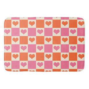 Tapis De Bain Coeurs de tableau de bord en rose, orange et crème